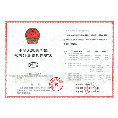 计量器具许可证 CMC